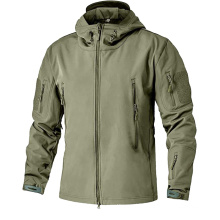 Winter Hunting Jacket with Hoodie  Men's Outdoor Tactical Softshell Jacket with Fleece Lining